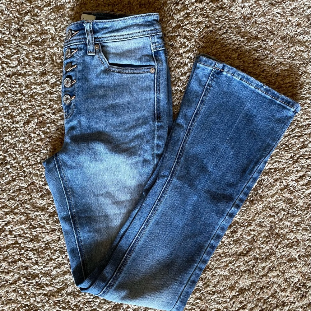Kancan high rise petite flare jeans